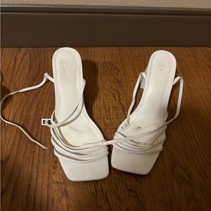White strappy heels